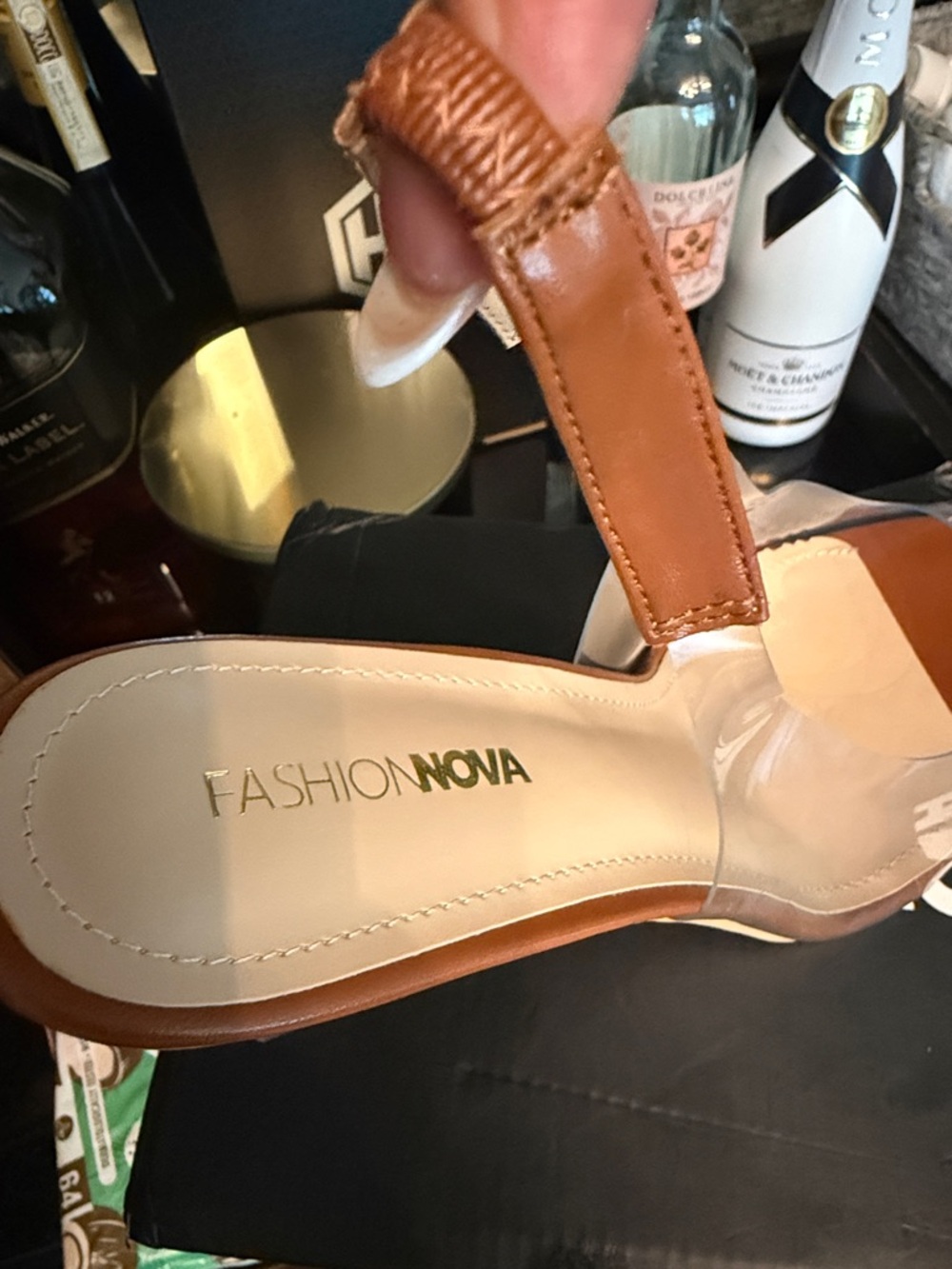 Fashion Nova Clear PVC Slingback Pump with Brown Accents - Picture 4 of 5